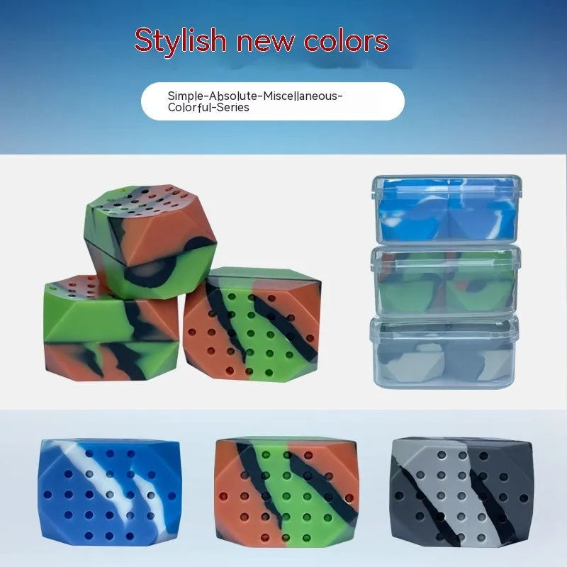 Two camouflage pattern silicone facial fitness balls for masseter exercise in transparent packaging
