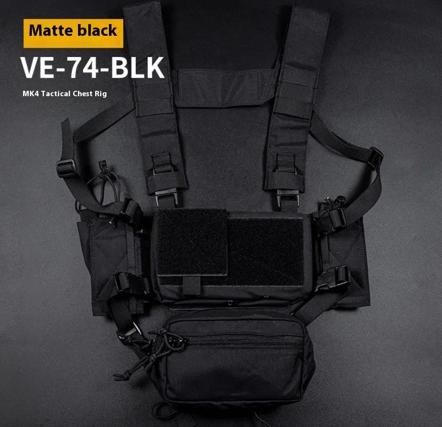 Multifunctional expandable breathable chest mount vest in Cordura fabric with side straps, one size unisex design