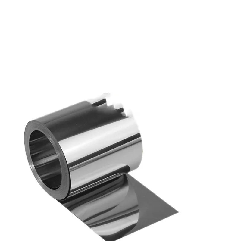 Close-up of a 304 stainless steel and leather adhesive strip for automotive use, showing its thin, metallic profile.