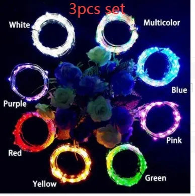 Wine bottle LED string lights with copper wire and bottle stopper for decorative illumination
