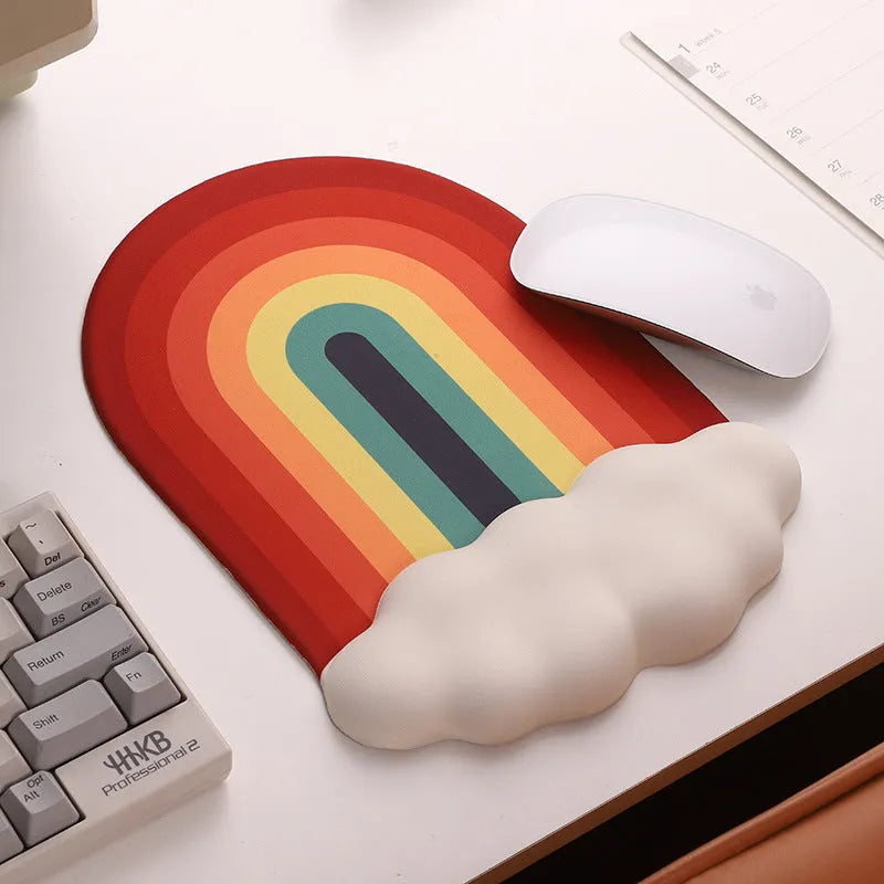 Silicone wrister mouse pad and keyboard support set with cloud pattern in choice of four colours