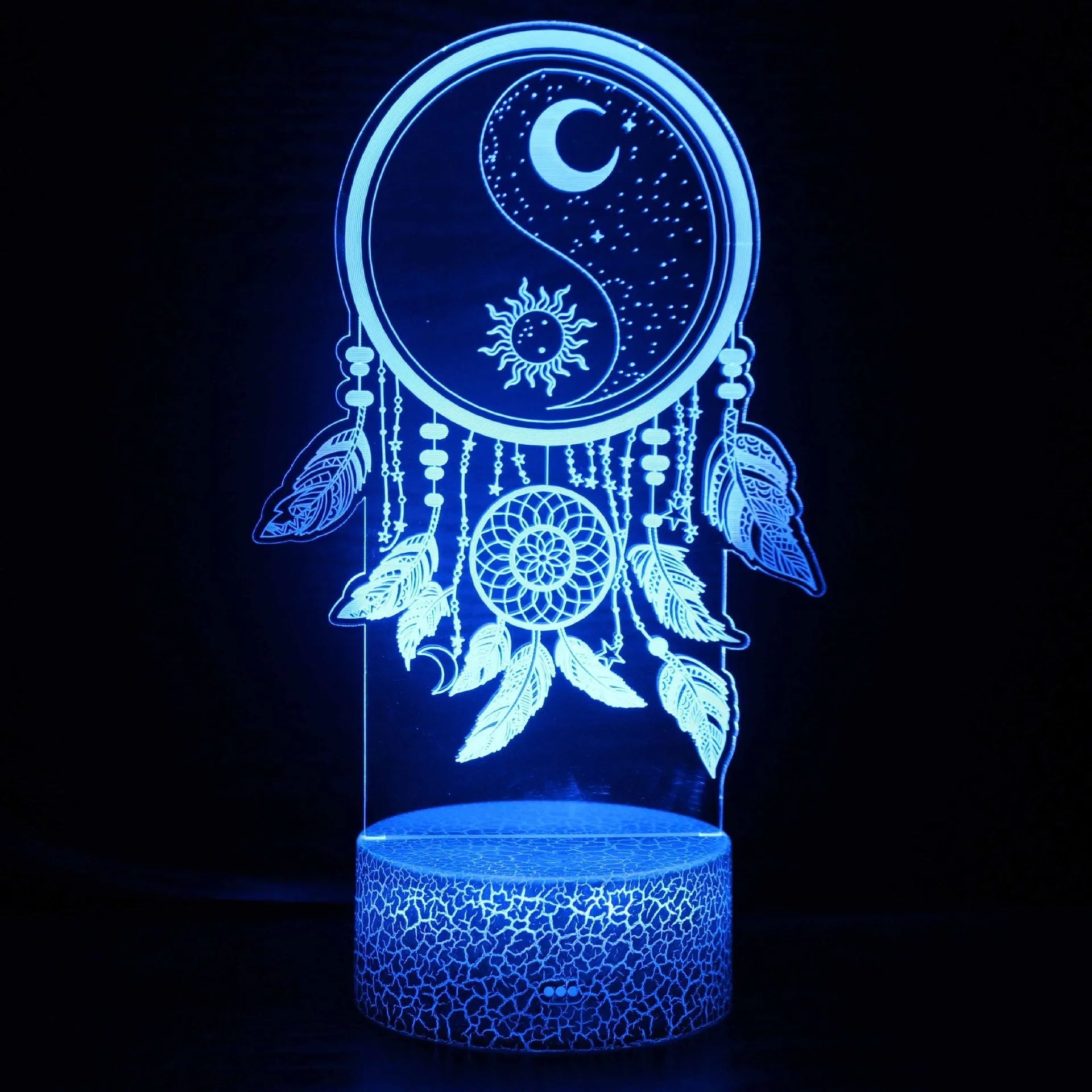 3D small LED night lamp with touch control and remote on bedside table
