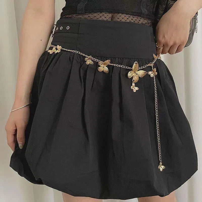 Golden butterfly waist chain jewellery for women with 104cm length and alloy construction