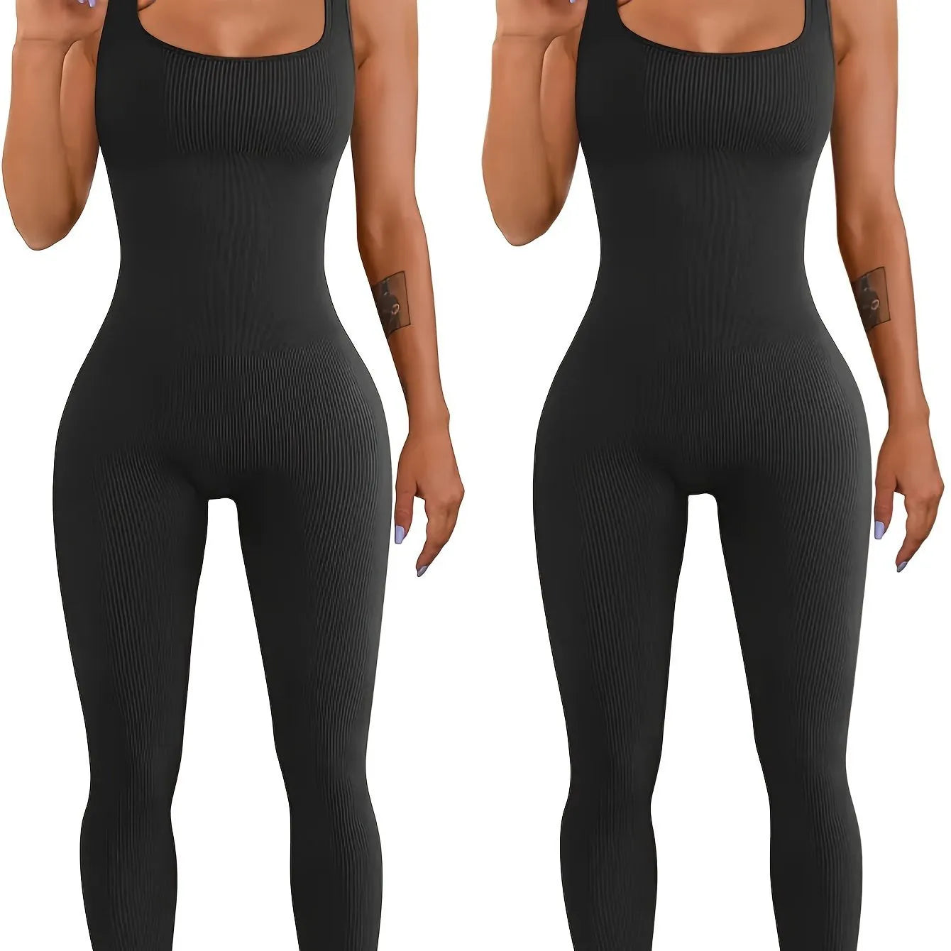 Women's spandex suspender tank top tights with waist design and long sleeves in multiple colour options