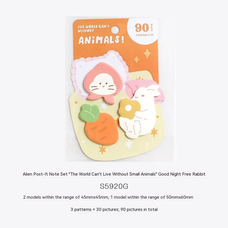 Small animal shaped sticky note set with 90 pages and six cute cover designs