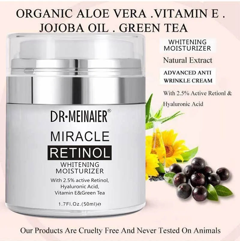50ml retinol moisturising cream jar, shrinks pores and restores skin care product