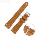 Small waist genuine suede leather watch strap showing brown, blue, gray and army green colour options