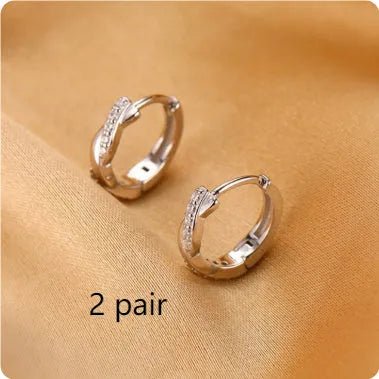 Geometric interwoven hemp rope earclip earrings with round bead accents in gold or silver colour