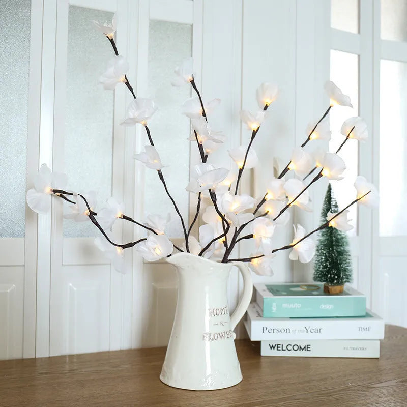 Pink LED phalaenopsis orchid branch decorative light measuring 65cm with battery operation
