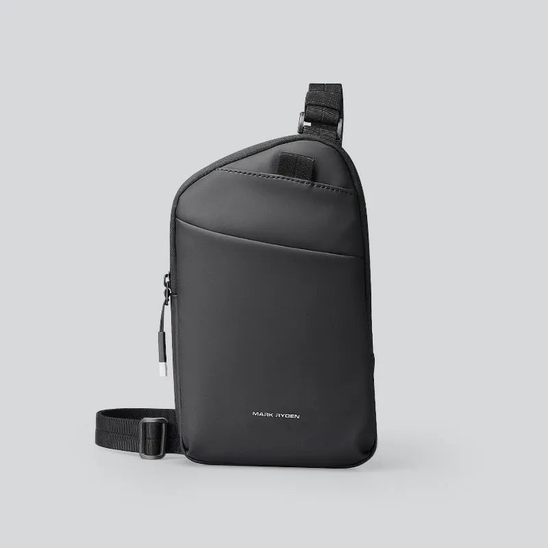 Men's black Oxford cloth crossbody bag with single-shoulder design