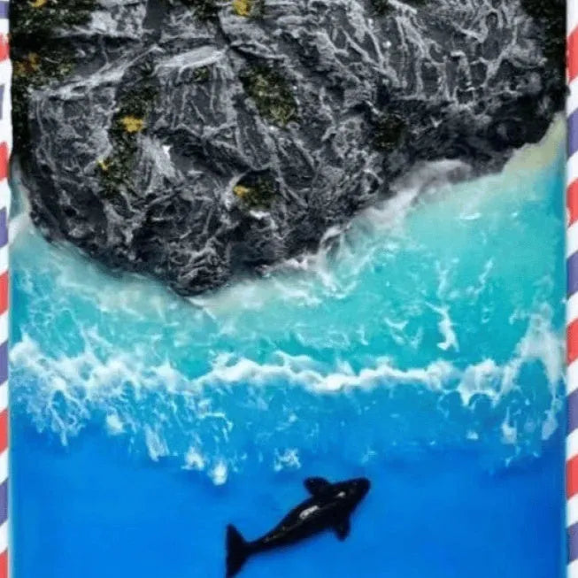 DIY bamboo marine landscape handmade model ornament with whale and island theme options
