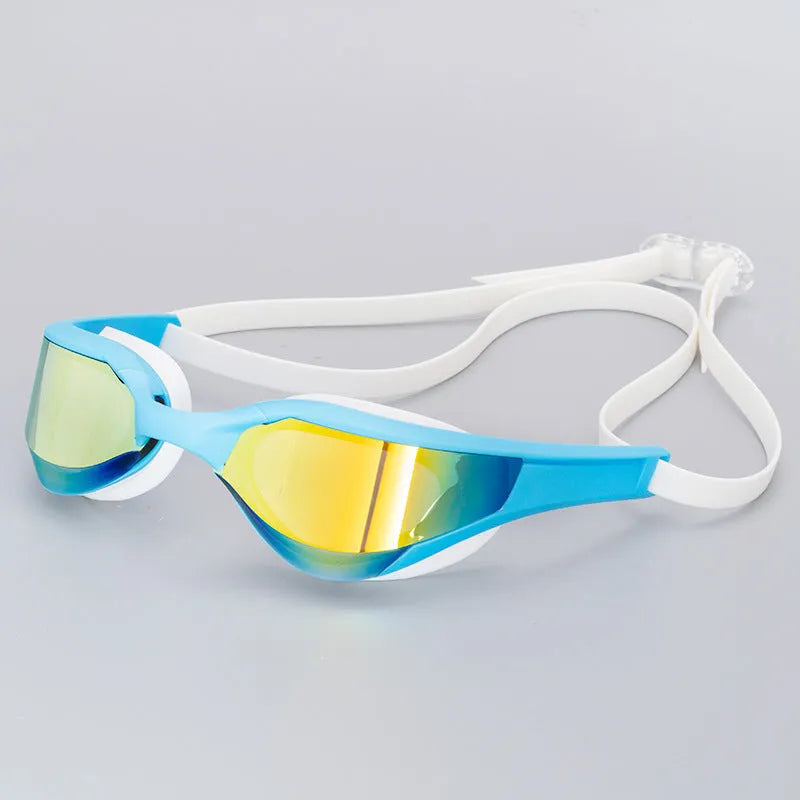 Racing HD anti-fog waterproof swimming glasses with silicone rubber and polycarbonate PC construction