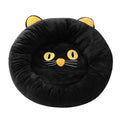 Black cat shape velvet pet nest bed with raised edges, 50cm diameter, on floor