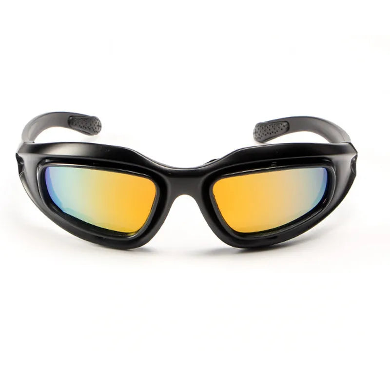 Tactical sports sunglasses with polarized lenses and a black full rim PC frame.
