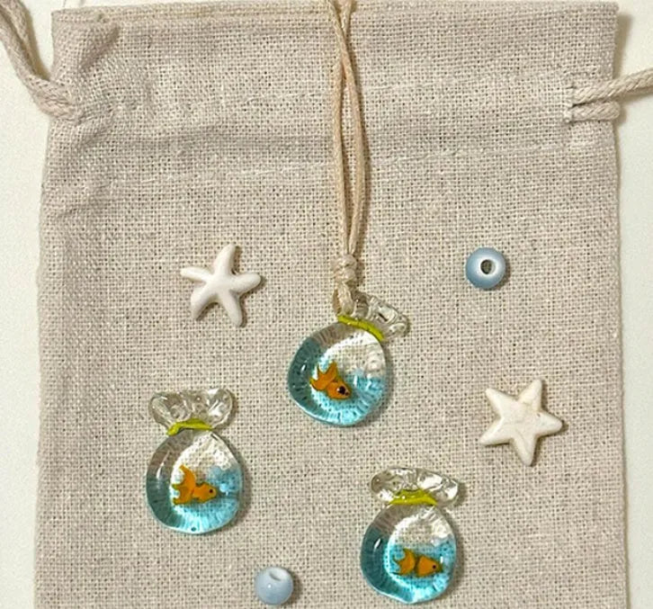 Women's skirt joker design pendant necklace with coloured glaze pendant on cotton-linen clavicle chain