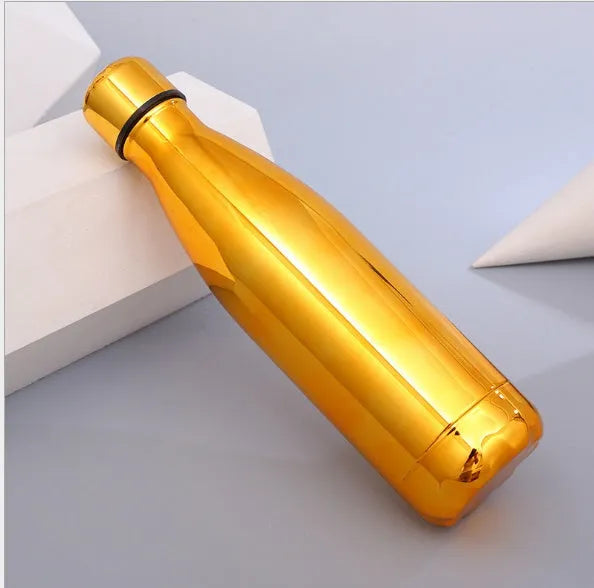 500ml stainless steel vacuum flask with silver finish, double wall insulation, screw cap, suitable for hot and cold drinks