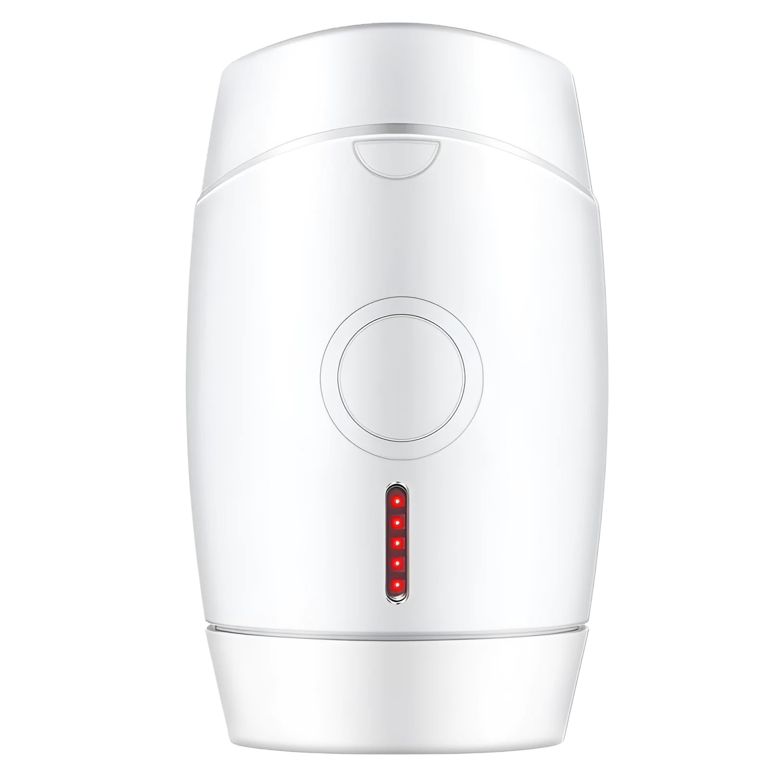 White home laser hair removal device with display, shown with its power adapter and international plug heads.