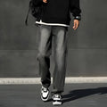 Men's winter jeans with wool lining standard gray colour polyester blend leisure trousers