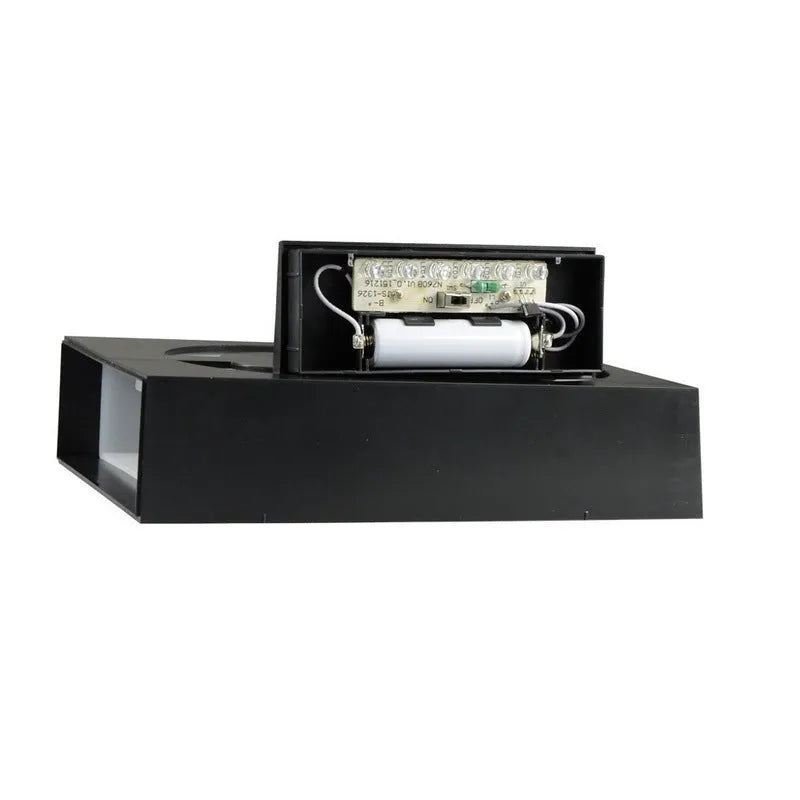 Solar powered house number light with white LEDs illuminating digit, IP65 waterproof outdoor design