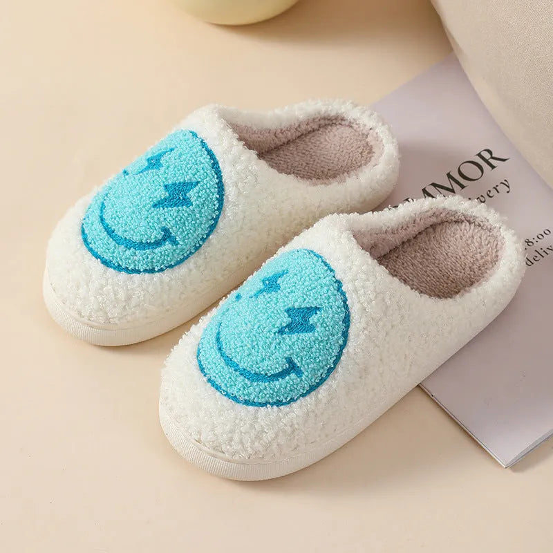 Plush women's slippers in Big Love colour with non-slip PVC sole and round toe.