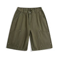 Casual wide-leg cropped shorts in apricot colour with mid waist and micro-elastic fabric.