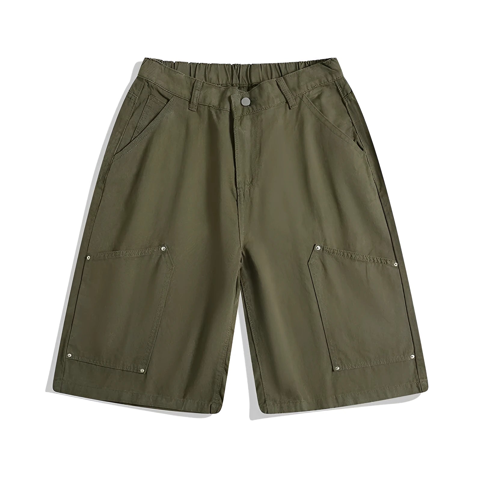 Casual wide-leg cropped shorts in apricot colour with mid waist and micro-elastic fabric.