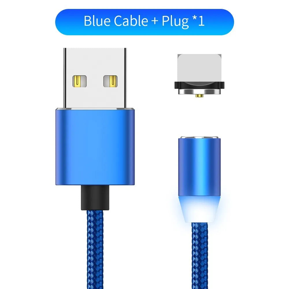 YBD magnetic LED charging cable 1 metre length with aluminium shell in multiple colours