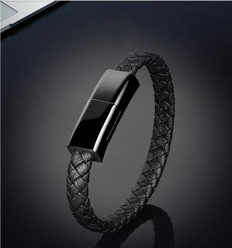 Bracelet cable with brown double line and gift box for charging data sync Android iPhone TypeC