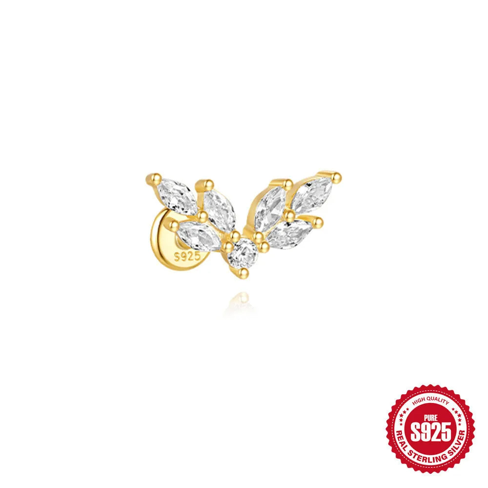 S925 sterling silver water drop earrings with a flat spiral geometric design in a gold tone.