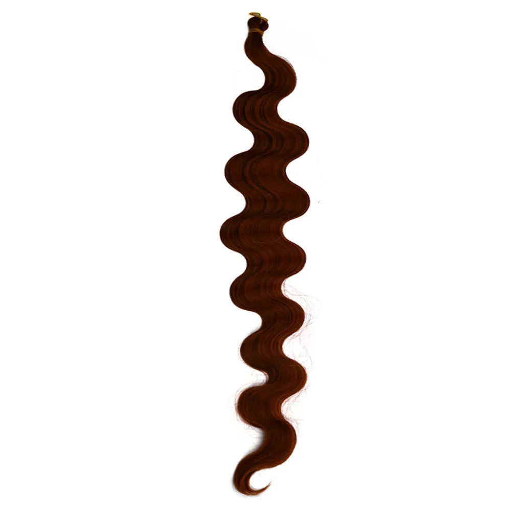 Long wine red synthetic wig with big waves, shown as a 24-inch crochet hair extension.