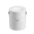 Slim USB rechargeable humidifier with water tank and colour options on a bedside table.