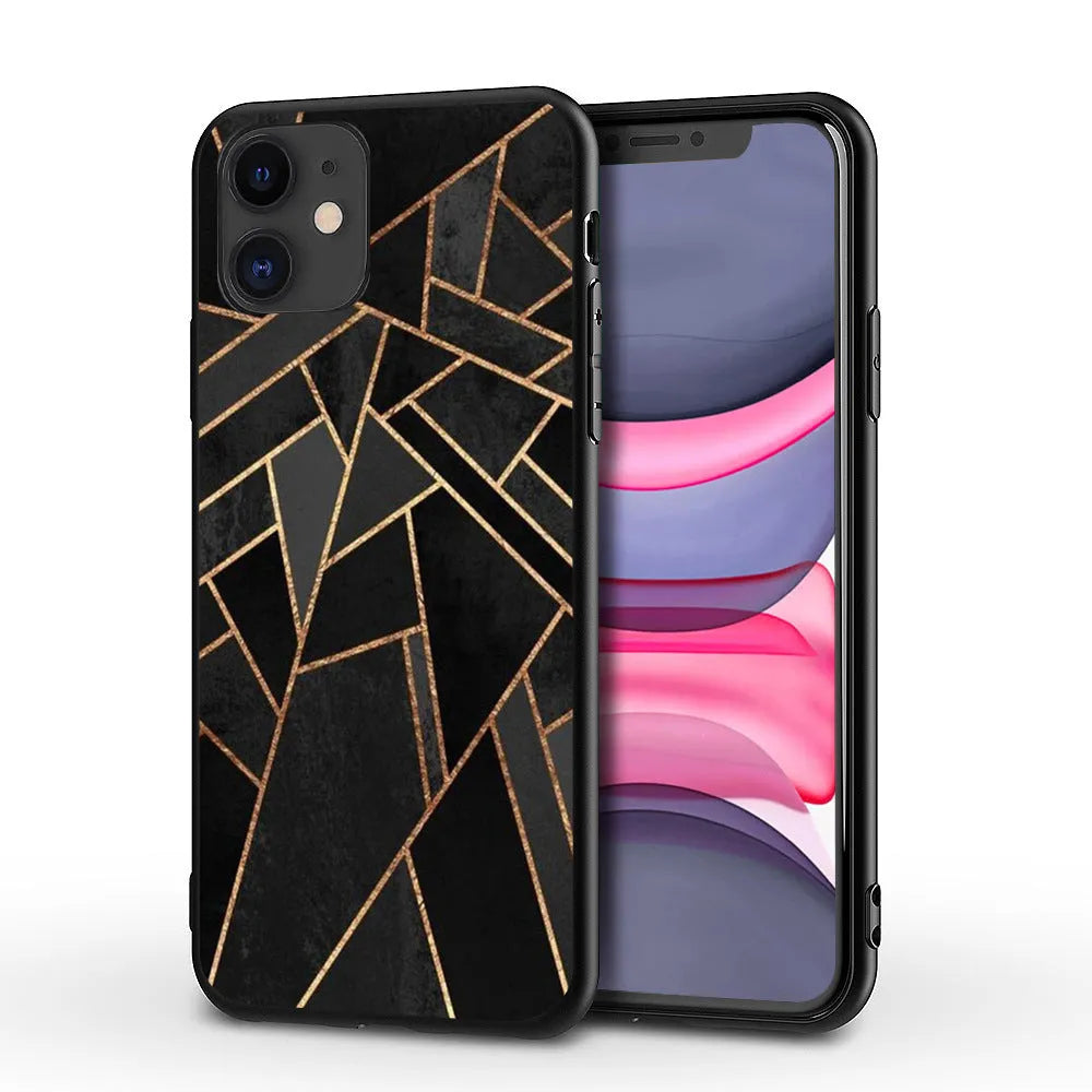 Marble pattern iPhone back cover case for multiple models including iPhone 11 and iPhone X.