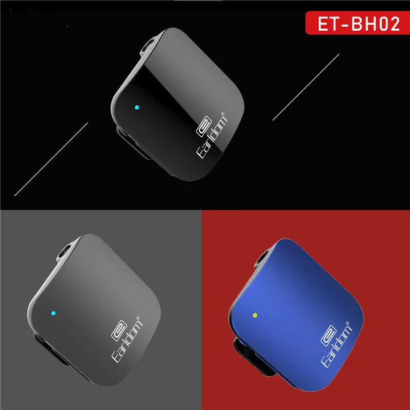 Black Bluetooth audio receiver headset with lavalier microphone for wireless calls and music
