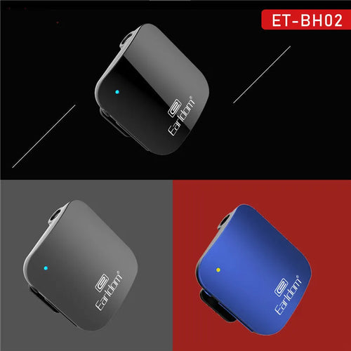 Black Bluetooth audio receiver headset with lavalier microphone for wireless calls and music