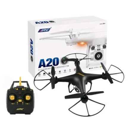 JJRC A20 quadcopter drone in black with 200W camera, plastic body, and 4-channel remote control handle
