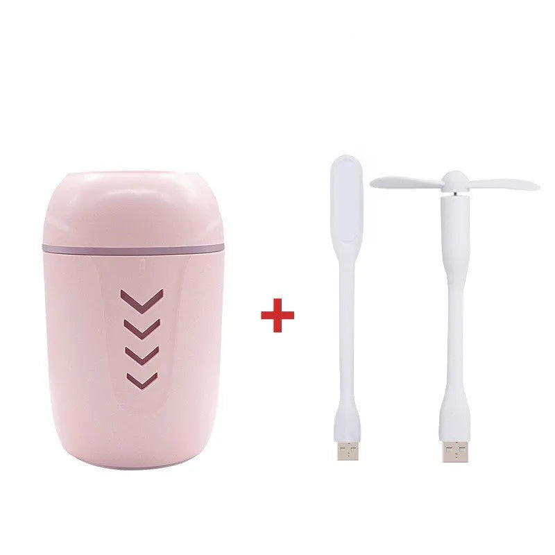X3 portable car humidifier in columnar shape, shown in blue, pink, and white colour options.