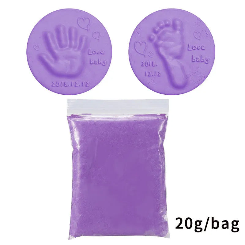 Baby handprint and footprint clay kit in ten colours, 20g soft non-toxic clay
