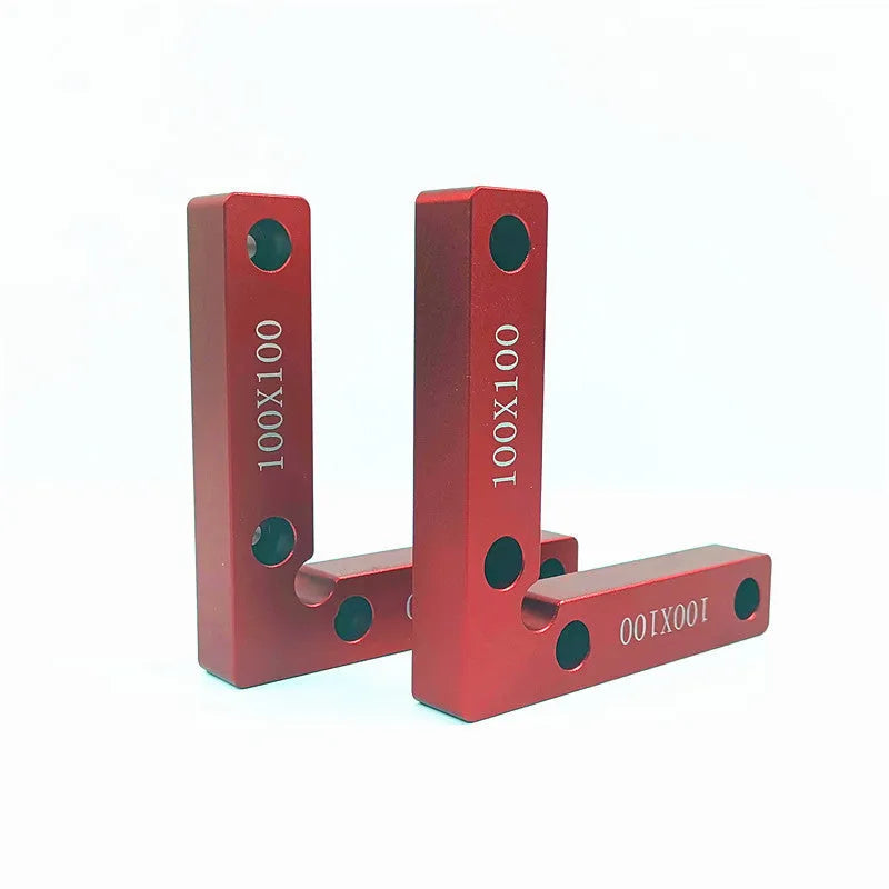 Aluminium alloy right angle positioning block for woodworking jigsaw with accurate scale.