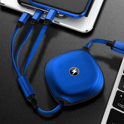 3-in-1 telescopic charging cable extended to 120cm with titanium alloy connectors