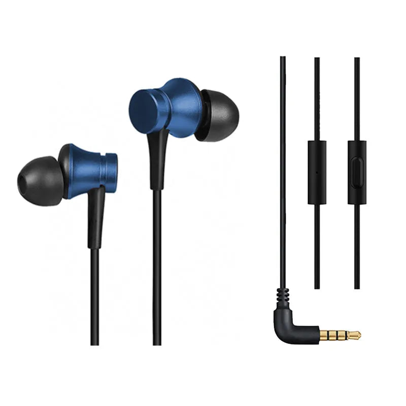 Piston wired in-ear headphones with 3.5mm audio jack in black, blue and red colour options