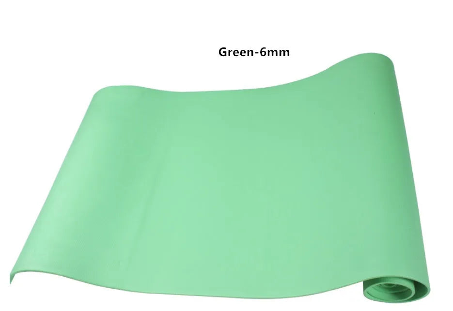 Red and blue EVA composite yoga mats showing 4mm and 6mm thickness options for home fitness.