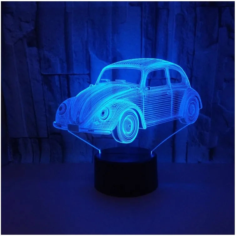 Remote control LED table lamp with colourful 3D acrylic lighting effects on black base