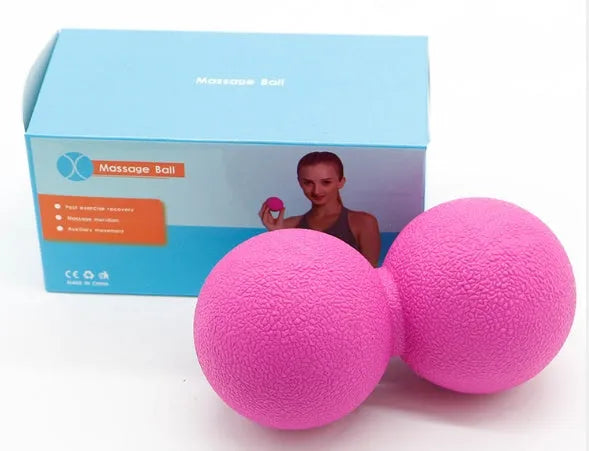 High density peanut massage ball in black on a white background, portable muscle relief tool
