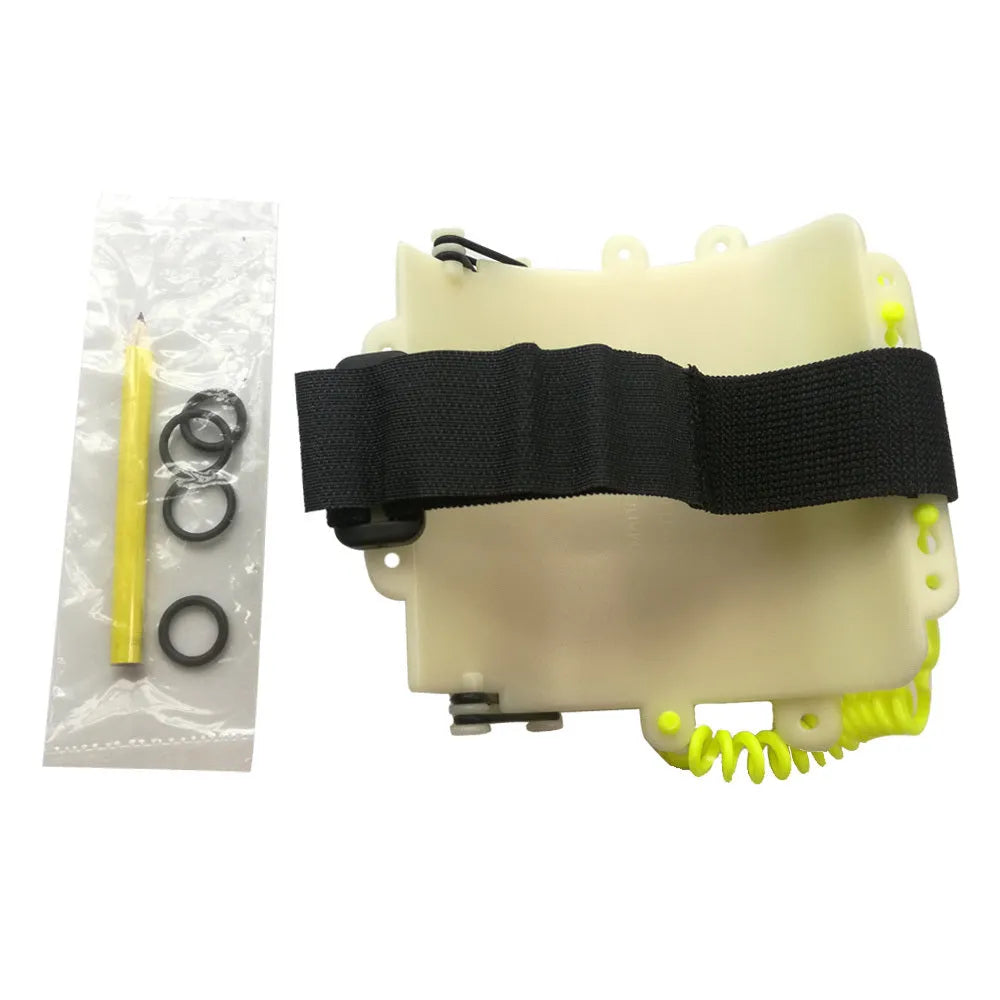 White luminous ABS diving wristboard with pencil and spare O-ring for underwater writing