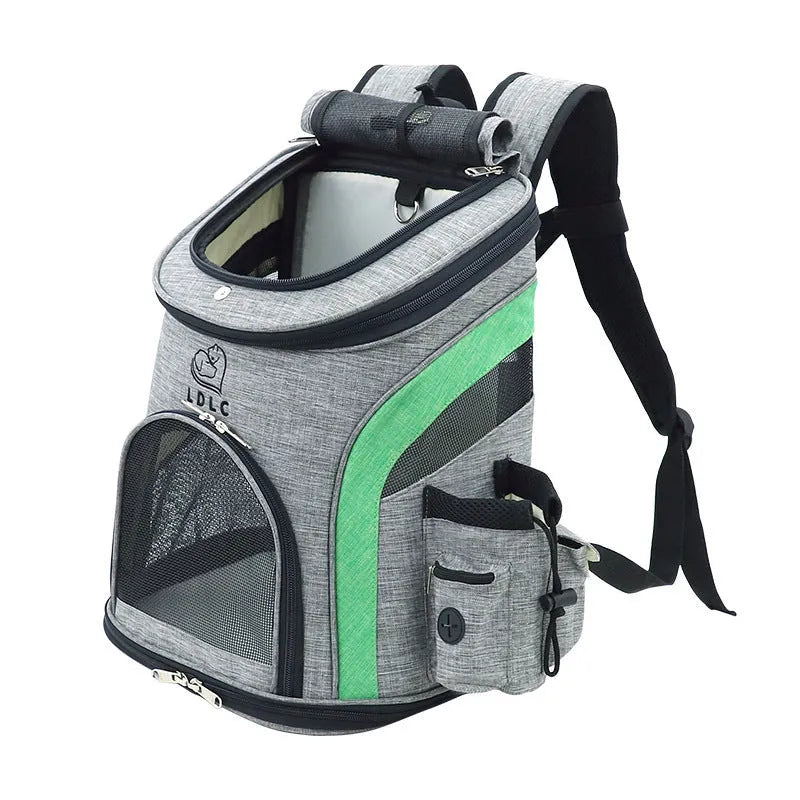 Breathable nylon pet backpack for cats and dogs up to 20 kg in gray, green, orange, blue colours