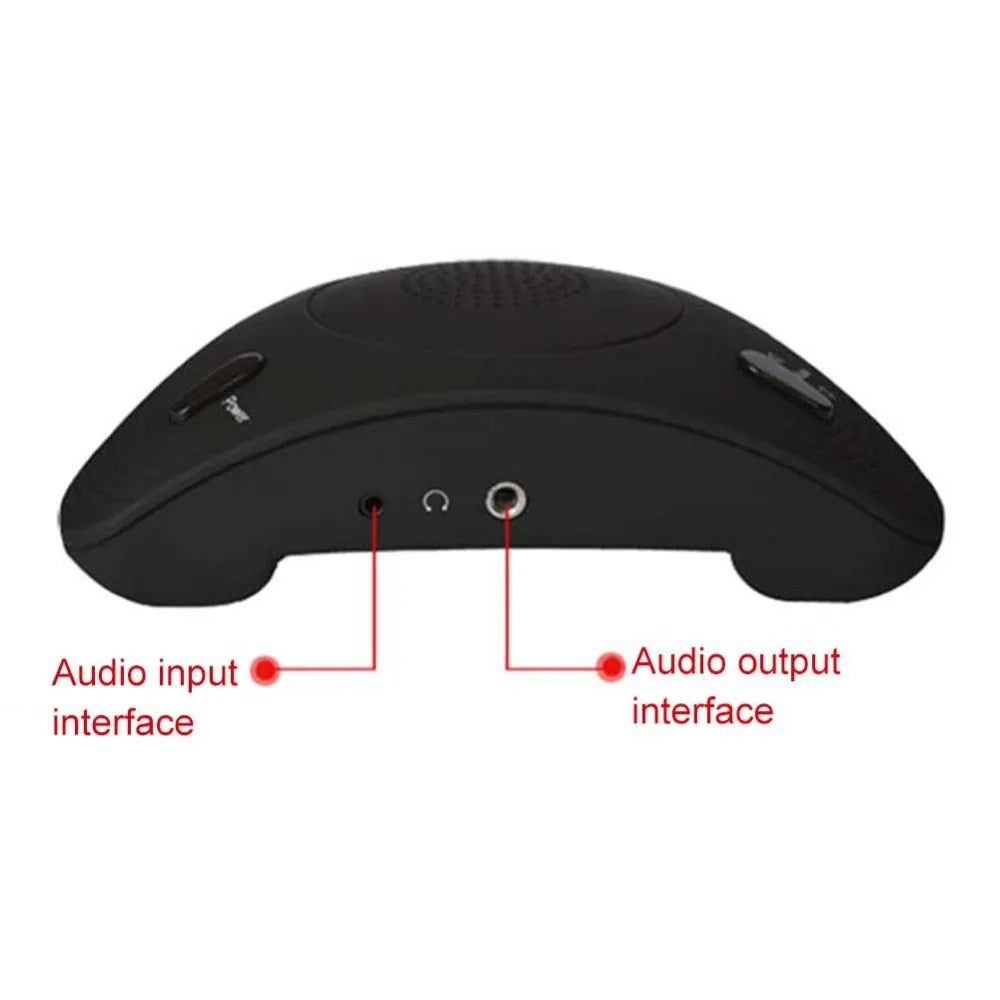 Black USB omnidirectional conference microphone with volume and mute buttons