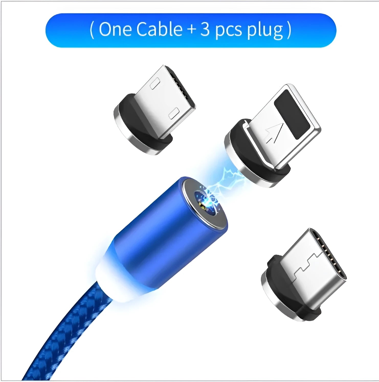 YBD magnetic LED charging cable 1 metre length with aluminium shell in multiple colours