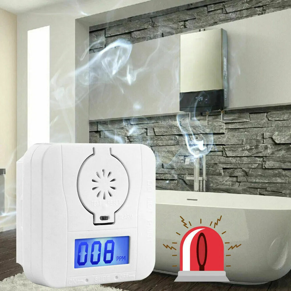 White wireless carbon monoxide alarm for wall mounting with 1.5 metre detection range