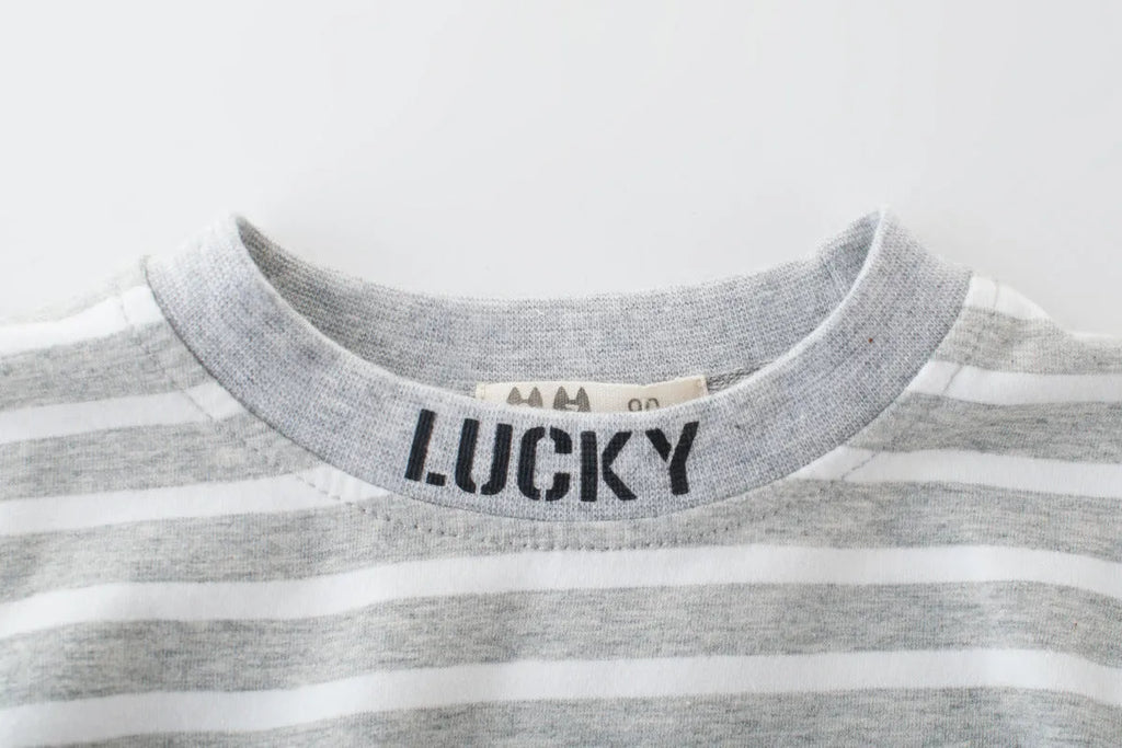 Baby striped cotton long sleeve shirt in blue, sizes 90-140cm