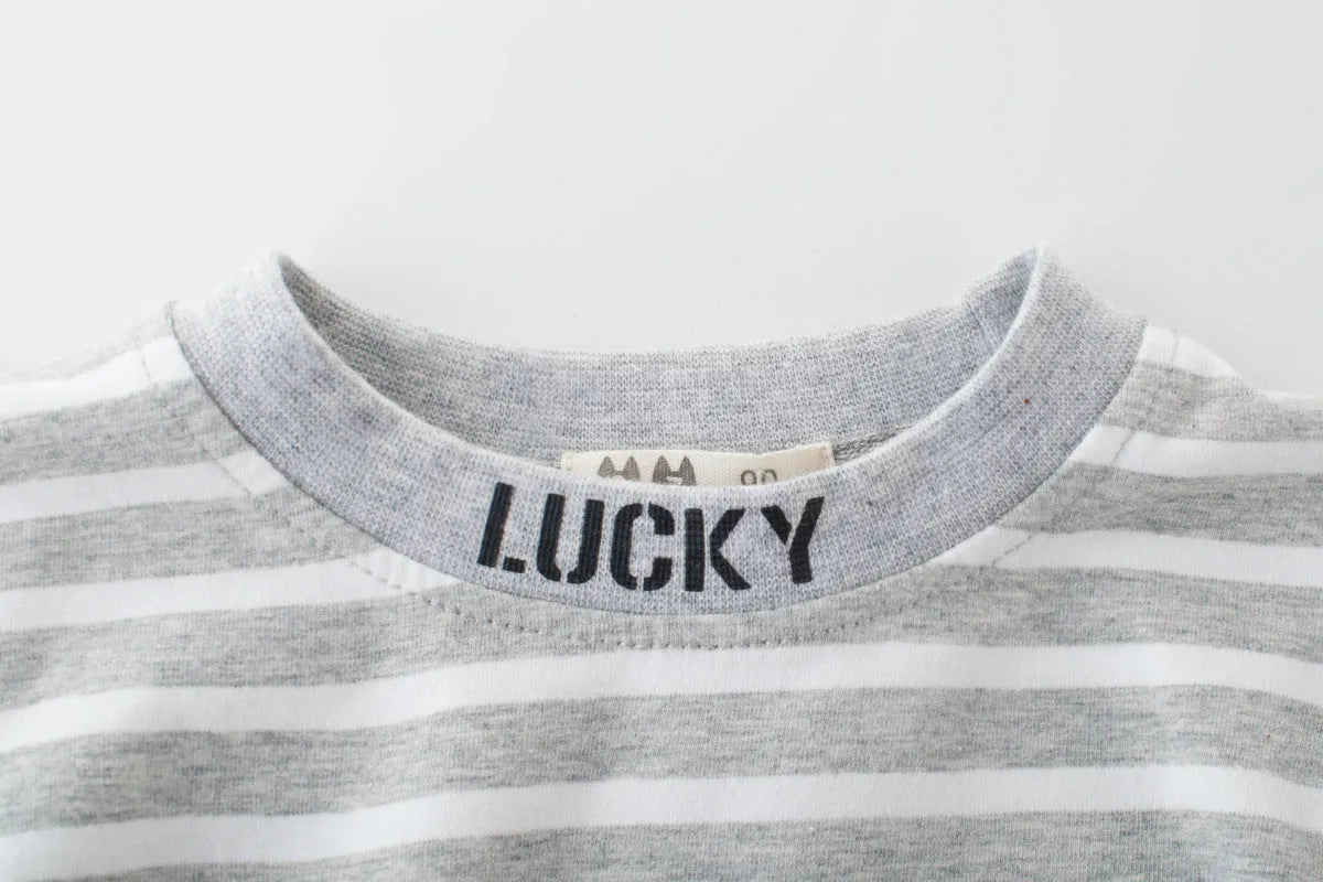 Baby striped cotton long sleeve shirt in blue, sizes 90-140cm